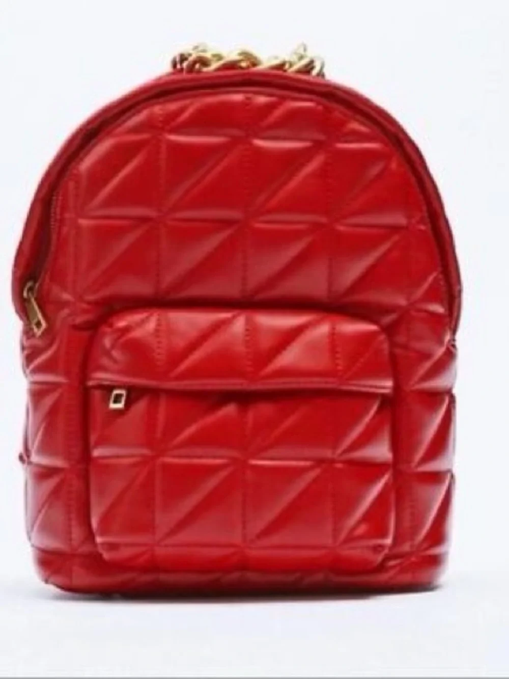 Zara Quilted Faux Leather Backpack Red EUC